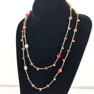 Long Necklace Glass And Seed Bead Magnetic Closure Fairy Boho